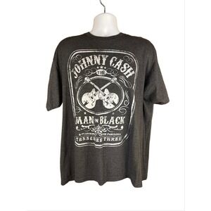 VTG Zion Rootswear 2007 Johnny Cash American Rebel Black 2XL T-Shirt USA Y2K